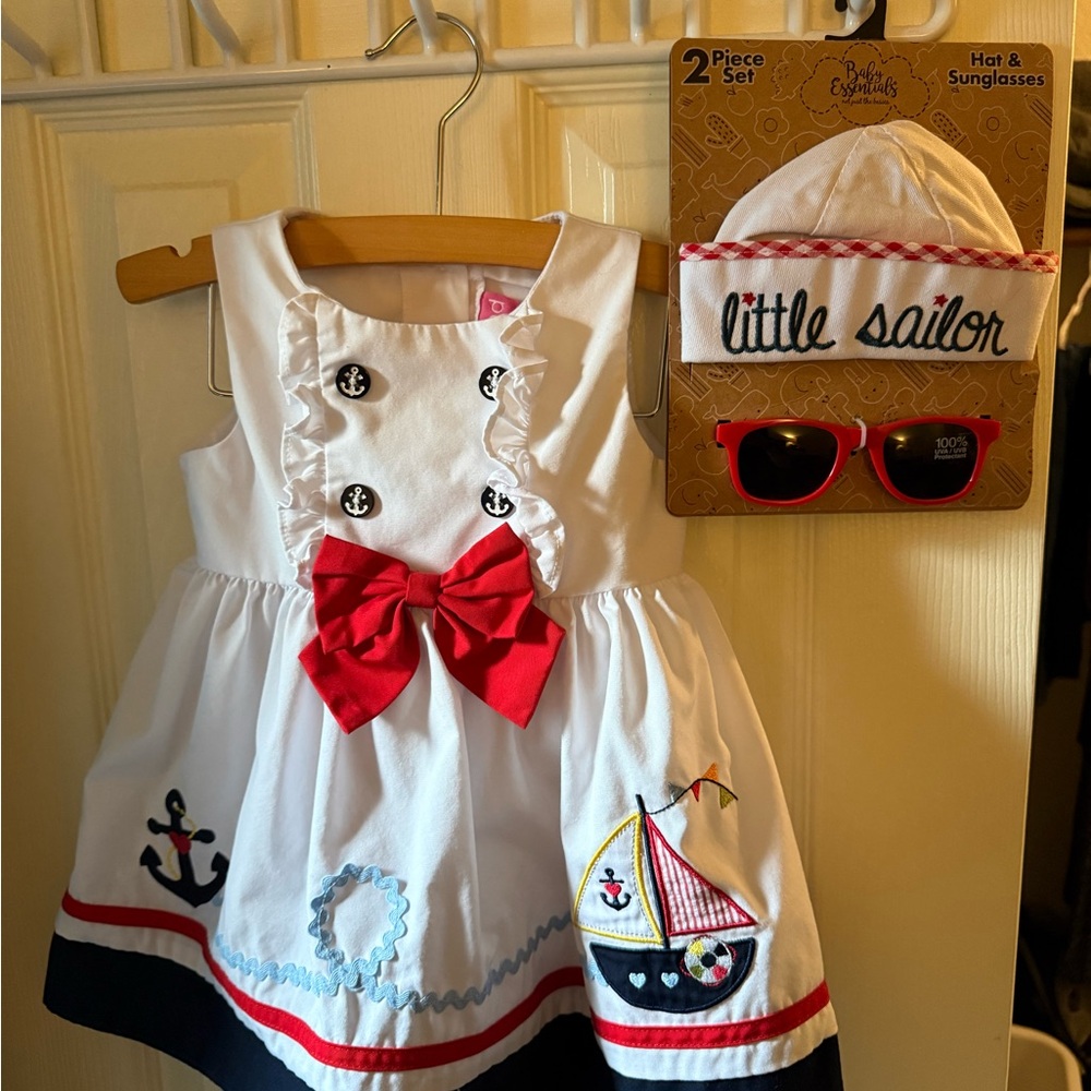 Good Lad White and Red Sailor Dress Set